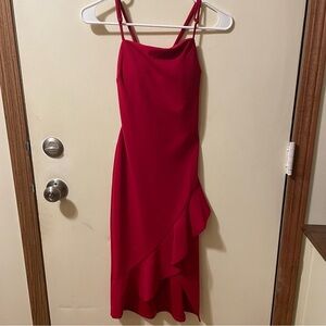 Crystal Doll Asymmetrical Red Dress